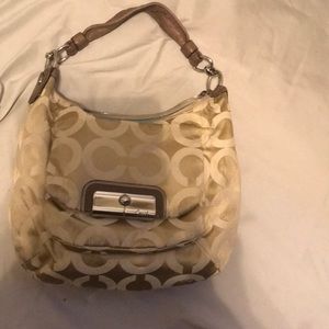 Coach beige clothe handbag